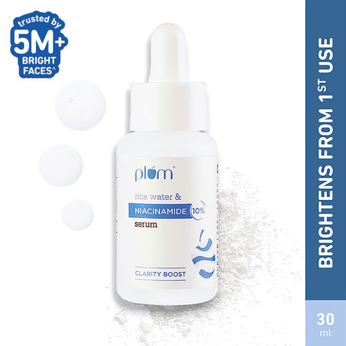 Plum 10% Niacinamide Face Serum with Rice Water for Blemish-Free, Clear & Bright Skin (30 ml)
