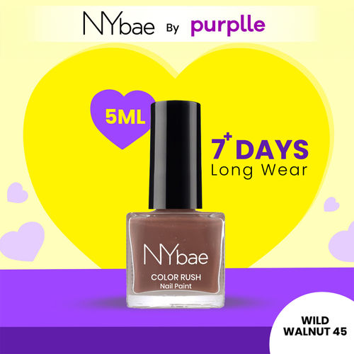 NY Bae Color Rush Nail Paint - Wild Walnut 45 (5 ml) | Chip Resistant | Long Lasting | Quick Dry | Gel Nail Polish