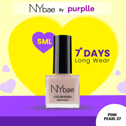 NY Bae Color Rush Nail Paint - Pink Pearl 37 (5 ml) | Chip Resistant | Long Lasting | Quick Dry | Gel Nail Polish