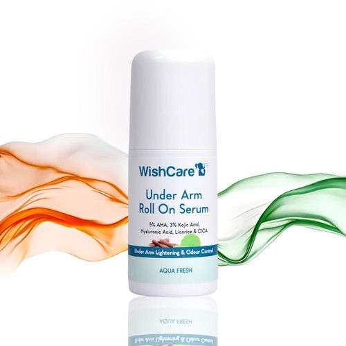 WishCare Under Arm Roll On Serum for Under Arm Lightening, Treats Pigmentation & Controls Odour- 5% AHA, 3% Kojic Acid, Hyaluronic Acid, Acid Licorice & CICA- Aqua Fresh - 50 ml