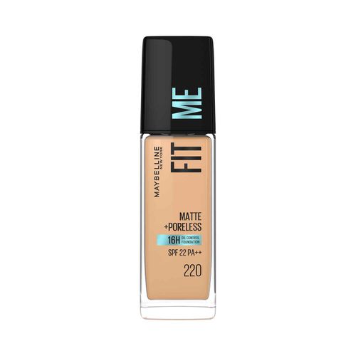 Maybelline New York Fit Me Matte+Poreless Liquid Foundation 16H Oil Control - 220 Natural Beige, 30 ml