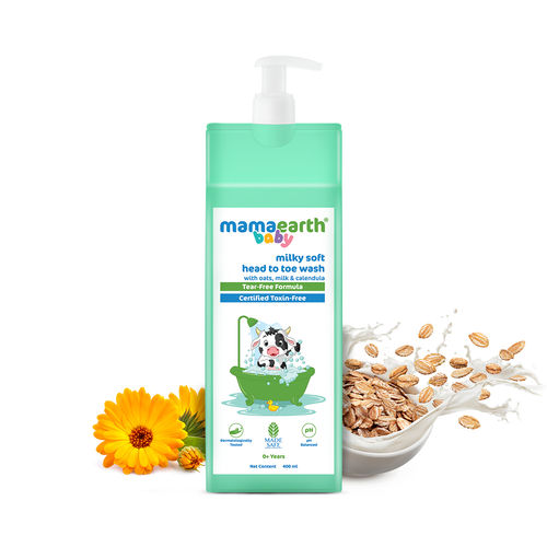 Mamaearth Milky Soft Head to Toe Wash With Oats, Milk, and Calendula for Babies- 400 ml