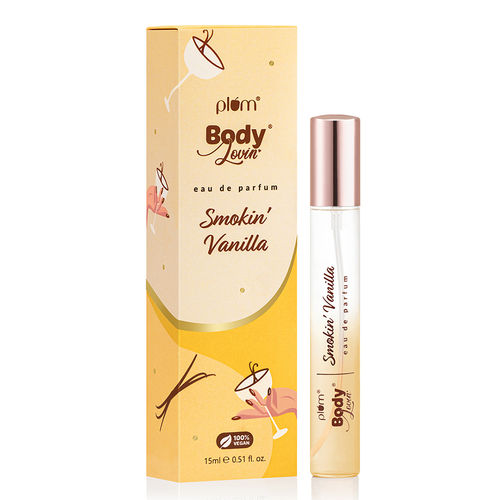 Plum BodyLovin' Smokin' Vanilla Perfume | Long Lasting & Premium Spicy Vanilla Fragrance | Luxury Perfume For Women | Honeysuckle, Musk & Vanilla Notes | Travel-Friendly | High On Fun (15 ml)