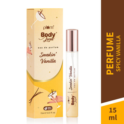Plum BodyLovin' Smokin' Vanilla Perfume | Long Lasting & Premium Spicy Vanilla Fragrance | Luxury Perfume For Women | Honeysuckle, Musk & Vanilla Notes | Travel-Friendly | High On Fun (15 ml)