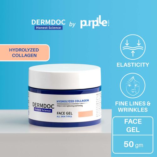 DermDoc by Purplle Skin Tightening Face Gel with Hydrolyzed Collagen (50 gm) | collagen gel for face | skin collagen booster