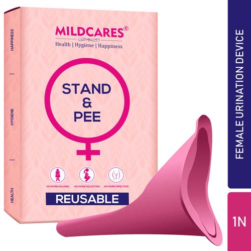 MildCares Silicone Stand and Pee Reusable Female Urination Device (Pack of 1) | For Women, Pregnant Women, Joint Pain Patients & Travellers | Easy To Carry | Reduces The Risk Of UTI Infections | Travel Friendly | Leak-proof