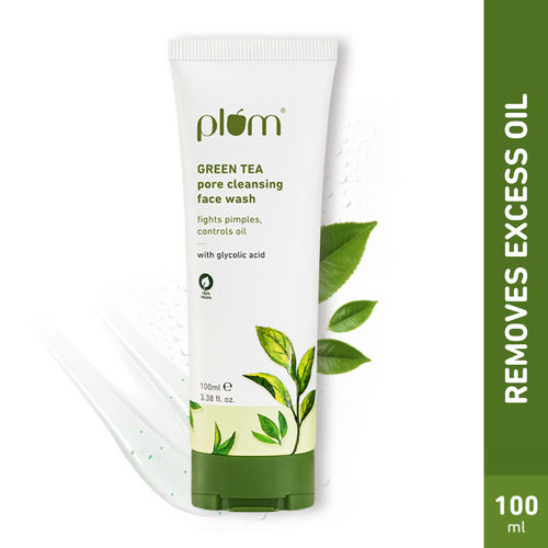 Plum Green Tea Pore Cleansing Face Wash | Acne Face Wash | Oily Skin | Bright, Clear Skin | 100% Vegan | Soap-Free | Face Wash for Women & Men | 100ml