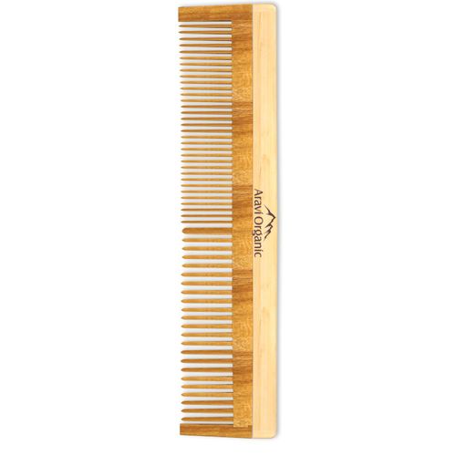 Aravi Organic Handmade Wooden Neem Comb For Hair Growth and Hair Fall Control - Suitable For All Skin Type - For Men & Women - 1 piece