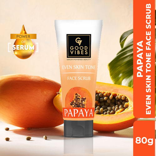 Good Vibes Even Skin Tone Papaya Face Scrub | Exfoliating, Pore Cleansing (80 gm)