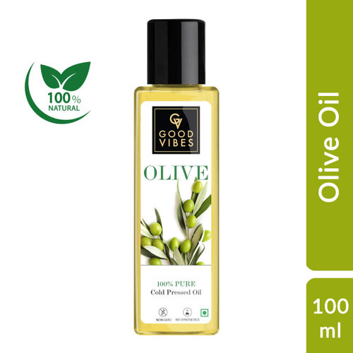 Good Vibes Olive 100% Pure Cold Pressed Carrier Oil For Hair & Skin | Hair Repair, Anti-Ageing | No Parabens, No Animal Testing (100 Ml)
