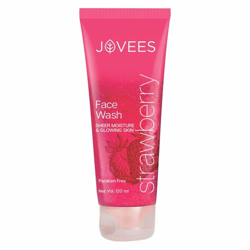 Jovees Herbal Strawberry Face Wash For Women/Men | For Normal to Dry Skin | Sheer moisture and Glowing Skin | Paraben & Alcohol Free | 120 ml
