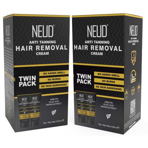 NEUD Anti-Tanning Hair Removal Cream for Arms, Legs, Chest, Back in Men and Women - 50g x 4 Tubes