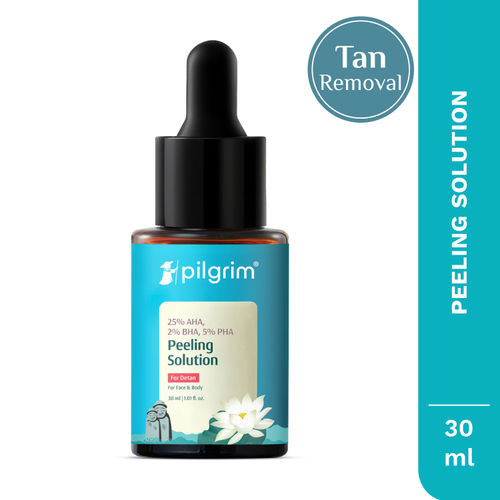 Pilgrim 25% AHA + 2% BHA + 5% PHA Peeling Solution for Face Pigmentation, Acne Marks & Blemishes | Beginner Friendly |Exfoliating Serum For Glowing Skin | Men & Women| All Skin Types| At-home facial | Korean Skin Care (30 ml)