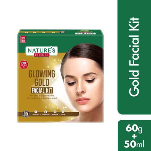 Nature's Essence Glowing Gold Facial Kit, 60g+ 1N Face Wash 50ml  Free