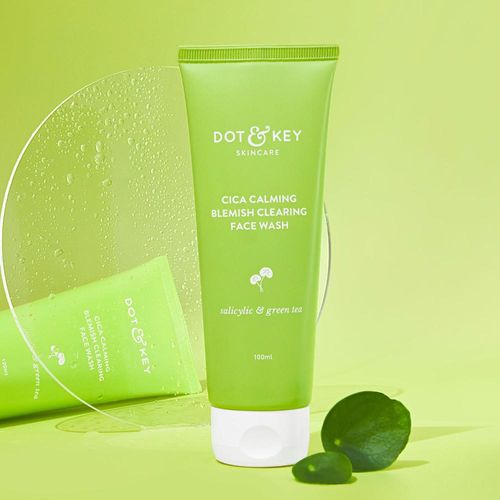 Dot & Key CICA Calming Blemish Clearing Face Wash with Salicylic Acid & Green Tea | Face Wash for Oily, Acne Prone Skin | Acne Clearing Sulphate Free Face Wash for Men & Women | 100ml