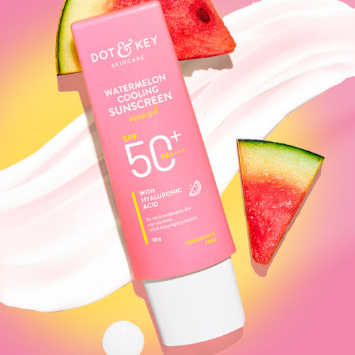 Dot & Key Watermelon Cooling Sunscreen SPF 50 PA+++ | Face Sunscreen Suitable for Oily Skin & Combination Skin | No White Cast, Boosts Vitamin D Absorption & Quick Absorbing - 50 gm