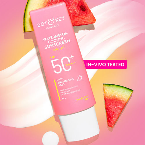 Dot & Key Watermelon Cooling Sunscreen SPF 50+ PA++++, In-Vivo Tested Sunscreen for Oily Skin & Combination Skin - No White Cast, 50 gm