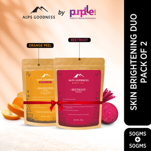 Alps Goodness Brightening Duo (Pack of 2) | Organic Beetroot & Orange Peel Powder | Super Savings Pack | 100% Natural & Pure | Best for Hair & Skin | Festive Glow pack (2 x 50g)