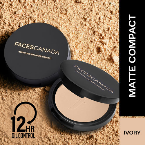 FACES CANADA Weightless Stay Matte Finish Compact Powder - Ivory, 9g (Pack of 2) | Oil Control | Evens Out Complexion | Blends Effortlessly | Pressed Powder For All Skin Types