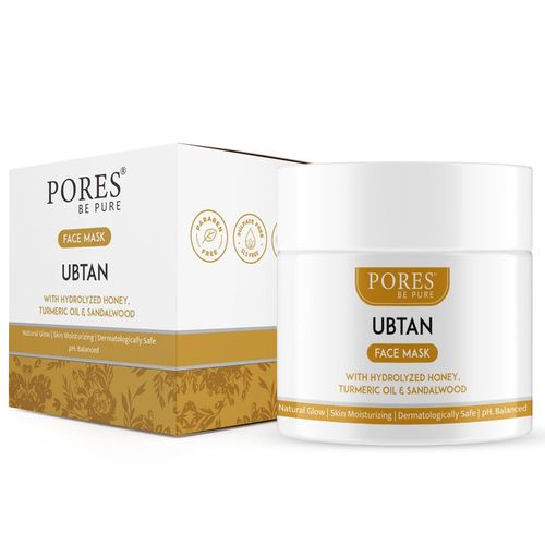 PORES Be Pure Ubtan Face Mask With Hydrolysed Honey, Turmeric Oil & Sandalwood for Glowing Skin, Brightening Skin for Women Men - 100 G