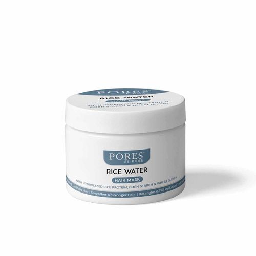 PORES Be Pure Rice Water Hair Mask With Hydrolysed Rice Protein, Corn Starch & Wheat Gluten for Strong & Tangle Free Hairs | Soft, Smooth & Shiny Masque For Women & Men | Chemical Free - 200 gm