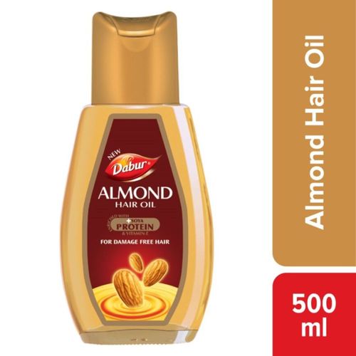 Dabur Almond Hair Oil - 500ml | Provides Damage Protection | Non Sticky Formula | ForA  Soft & Shiny Hair | With Almonds, Keratin Protein, Soya Protein & 10X Vitamin E