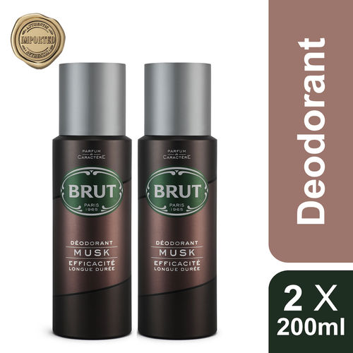 Brut Musk Deodorant For Men, Long Lasting Deo With Elegant Musky Fragrance PO2, 2*200 ml