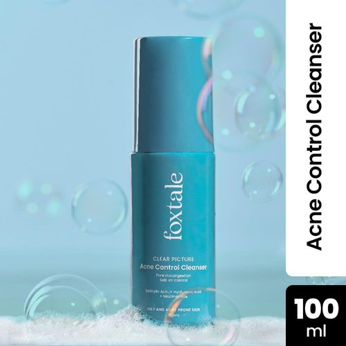 Foxtale Clear Picture Acne Control Cleanser for Oily and Acne Prone Skin | With Salicylic Acid and Niacinamide | Anti-Acne Face Wash for Pimples | Unisex - 100 ML