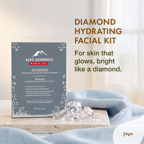 Alps Goodness Diamond Hydrating Facial Kit with Glycerine (34 gm) | Glowing Skin | Toning & Firming |Detoxification |At home Facial