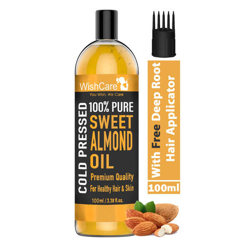 WishCare 100% Pure Cold Pressed Sweet Almond Oil for Healthy Hair and Glowing Skin (100ml)