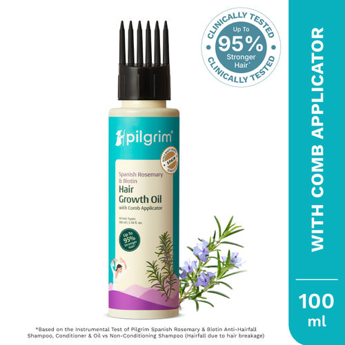 Pilgrim Rosemary & Biotin Hair Growth Oil to Control Hair Fall, 100 ml, Strengthens Hair roots, Improves Hair Growth & Thickness, For Men & Women