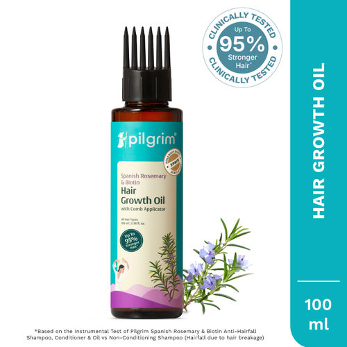 Pilgrim Rosemary & Biotin Hair Growth Oil to Control Hair Fall, 100 ml, Strengthens Hair roots, Improves Hair Growth & Thickness, For Men & Women