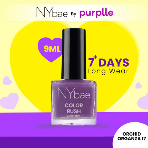 NY Bae Color Rush Nail Paint - Orchid Organza 17 (9 ml) | Chip Resistant | Long Lasting | Quick Dry | Gel Nail Polish