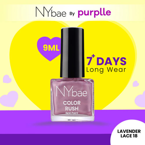 NY Bae Color Rush Nail Paint - Lavender Lace 18 (9 ml) | Chip Resistant | Long Lasting | Quick Dry | Gel Nail Polish