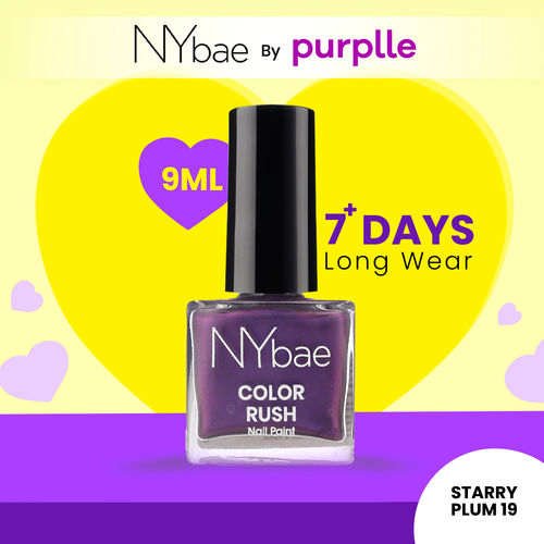 NY Bae Color Rush Nail Paint - Starry Plum 19 (9 ml) | Chip Resistant | Long Lasting | Quick Dry | Gel Nail Polish