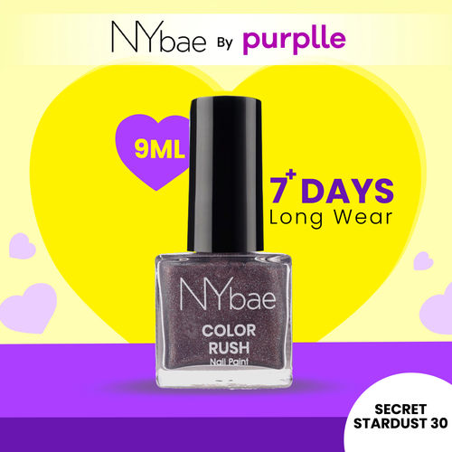 NY Bae Color Rush Nail Paint - Secret Stardust 30 (9 ml) | Chip Resistant | Long Lasting | Quick Dry | Gel Nail Polish