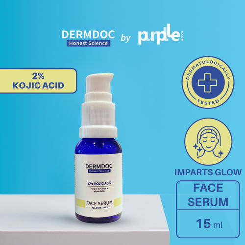 DERMDOC by Purplle 2% Kojic Acid Face Serum (15ml) | kojic acid serum for hyperpigmentation | kojic acid for dark spots | skin whitening | brightening serum | pigmentation on face 