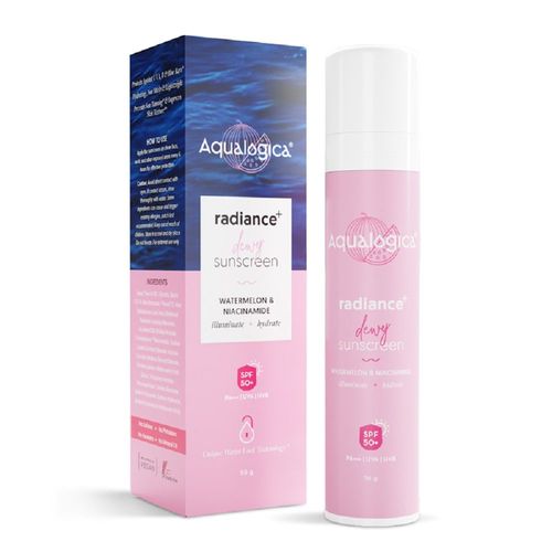 Aqualogica Radiance+ Dewy Sunscreen with Watermelon & Niacinamide | SPF 50+ |PA+++ | Protects from UVA, UVB 50g