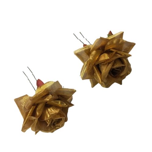 LYF5STAR Handmade Golden Rose Floral Bride Juda Pin For Women - Pack of 2