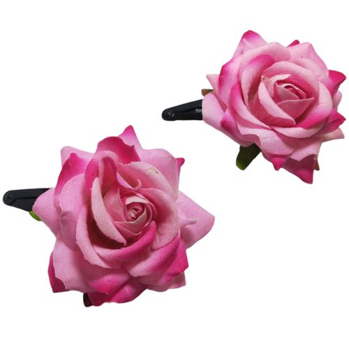 LYF5STAR Artificial Baby Pink Rose Flower Handmade Bride Tiktok Hairpin - Pack of 2