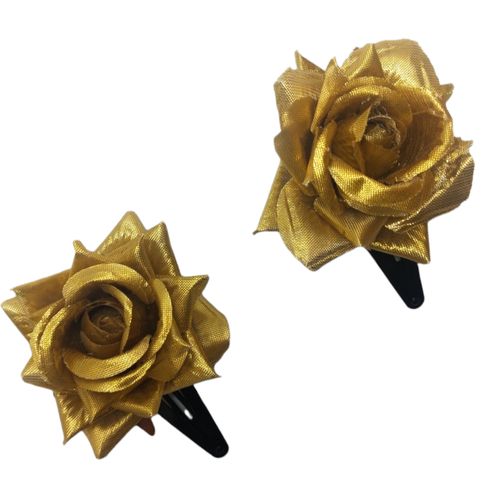 LYF5STAR Artificial Golden Rose Flower Handmade Bride Tiktok Hairpin - Pack of 2