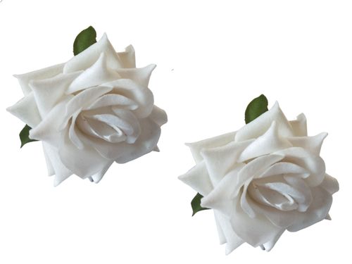 LYF5STAR Artificial White Rose Flower Handmade Bride Tiktok Hairpin - Pack of 2
