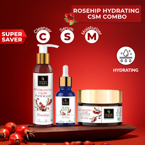 Good Vibes Rosehip Hydrating CSM Combo (Set of 3) (Facewash + Serum + Moisturizer)