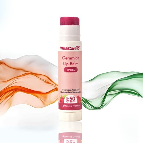 WishCare Tinted Ceramide Lip Balm with SPF50 PA+++ - Kojic Acid & Niacinamide - For Brightens & Protects5 gm