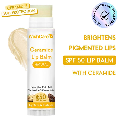 WishCare Ceramide Lip Balm with SPF50 PA+++ - Kojic Acid & Niacinamide - For Brightens & Protects5 gm