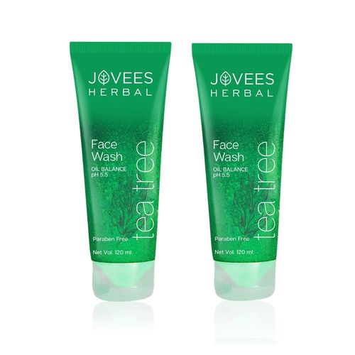 Jovees Herbal Tea Tree Oil Control Face Wash For Women/Men|Pack of 2 (120ml + 120ml)