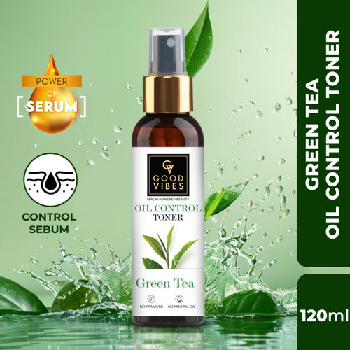 Good Vibes Green Tea Oil Control Toner with Power of Serum | Reduces irritation and redness (120 ml)