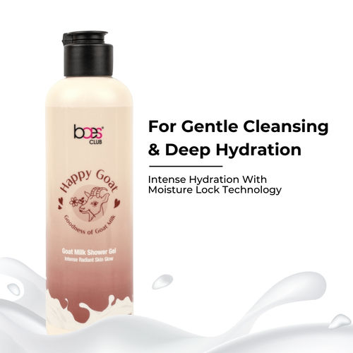 Baes Club Goat Milk Shower Gel | With Goat Milk, Olive Oil & Glycolic Acid | Long Lasting Fragrance | Hydrating & Nourishing | Smooth & Soft Skin | Body Wash for Women & Men - 200ml