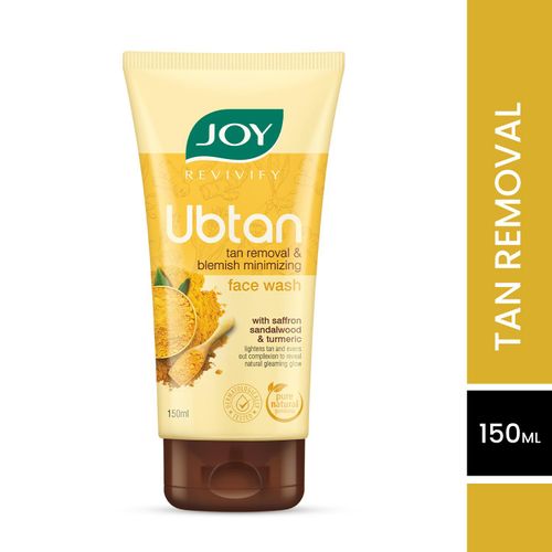 Joy Revivify Ubtan Face Wash | Tan Removal and Blemish Minimizing | With Saffron, Turmeric, Chickpea Flour, Almond Oil , Rose Water, Sandalwood Oil , Walnut Beads | Even Complexion & Natural Glow | 150 ml