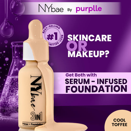 NY Bae 3 IN 1 Serum Foundation - Cool Toffee 11 (30 ml) | Infused with Primer | Moisturising I Glowing Korean Skin I Celeb Glow | Dewy Makeup | Evens Skin Tone | Ultra Glow
